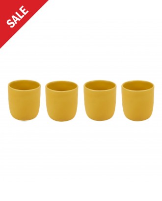 Set 4 cesti ceramica pentru espresso, 9 cm, Mira Yellow - VILLACER